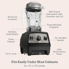Vitamix Propel Series 510 Blender with Three Blending Programs, Professional-Grade Blender for Smoothies and More, Stainless-Steel Blades, Self-Cleaning Kitchen Appliance, 48 Oz Container, Slate